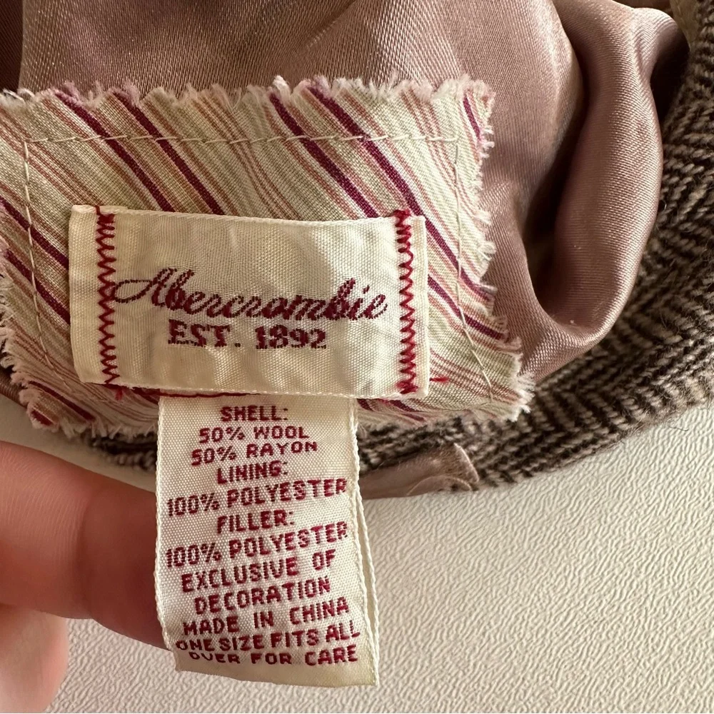 Vintage Abercrombie & Fitch Unisex Y2K Tweed Herringbone Wool Blend Flat Cap